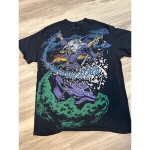 Liquid Blue Unisex-Adult Wizard Jumbo Fantasy Print Short Sleeve T-Shirt Medium